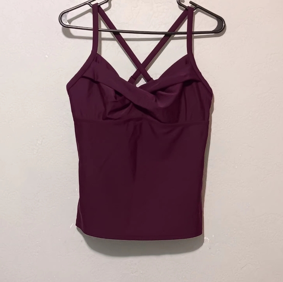 Athleta Twister Tankini Swim Tank Cross Back Burgundy Berry Sz36B/C - Picture 2 of 13